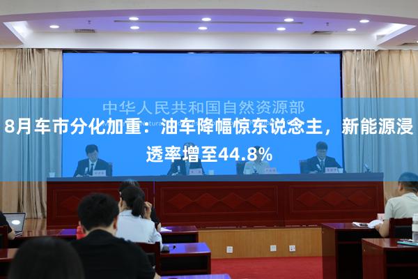 8月车市分化加重：油车降幅惊东说念主，新能源浸透率增至44.8%