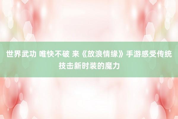 世界武功 唯快不破 来《放浪情缘》手游感受传统技击新时装的魔力