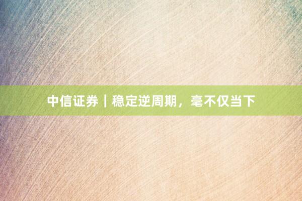 中信证券｜稳定逆周期，毫不仅当下
