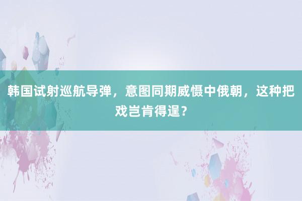 韩国试射巡航导弹，意图同期威慑中俄朝，这种把戏岂肯得逞？