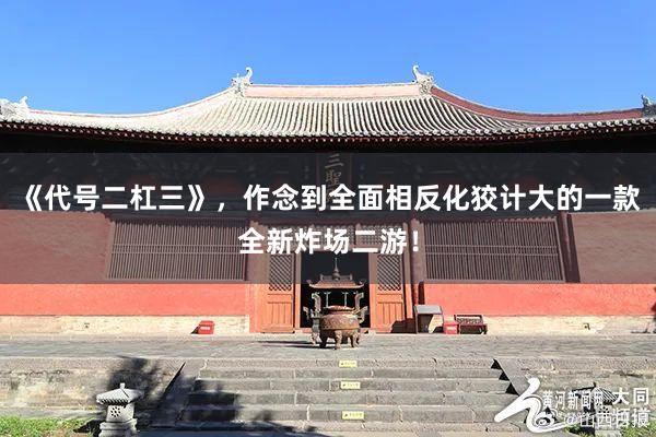 《代号二杠三》，作念到全面相反化狡计大的一款全新炸场二游！